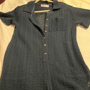 Free People Navy Knitted Beach Romper/CoverUp
